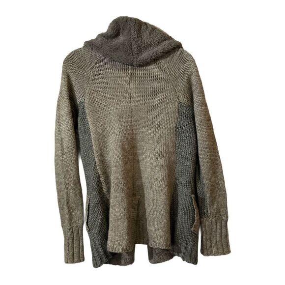 Mystree Women's Grey Angora Blend Chunky Cable-Knit Open front Cardigan L Fur - Picture 5 of 11